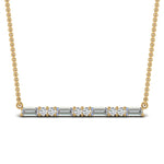 Load image into Gallery viewer, 5/8 Carat Women Lab Grown Baguette And Round Bar Necklace 14K Gold
