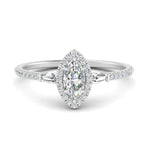 Load image into Gallery viewer, IGI Certified Halo Accented Baguette Lab Grown Diamond Women Engagement Ring In 14K White Gold | Cuts &amp; Carat
