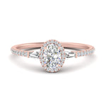 Load image into Gallery viewer, IGI Certified Lab Grown Diamond Baguette Halo Accented Women Engagement Ring In 14K Rose Gold | Cuts &amp; Carat
