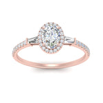 Load image into Gallery viewer, IGI Certified Lab Grown Diamond Baguette Halo Accented Women Engagement Ring In 14K Rose Gold | Cuts &amp; Carat
