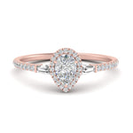 Load image into Gallery viewer, IGI Certified Halo Accented Baguette Lab Grown Diamond Women Engagement Ring In 14K Rose Gold | Cuts &amp; Carat
