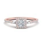 Load image into Gallery viewer, IGI Certified Lab Grown Diamond Baguette Halo Accented Women Engagement Ring In 14K Rose Gold | Cuts &amp; Carat
