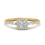 Load image into Gallery viewer, IGI Certified Lab Grown Diamond Baguette Halo Accented Women Engagement Ring In 14K Yellow Gold | Cuts &amp; Carat
