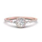 Load image into Gallery viewer, IGI Certified Lab Grown Diamond Baguette Halo Accented Women Engagement Ring In 14K Rose Gold | Cuts &amp; Carat
