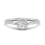 Load image into Gallery viewer, IGI Certified Lab Grown Diamond Baguette Halo Accented Women Engagement Ring In 14K White Gold | Cuts &amp; Carat
