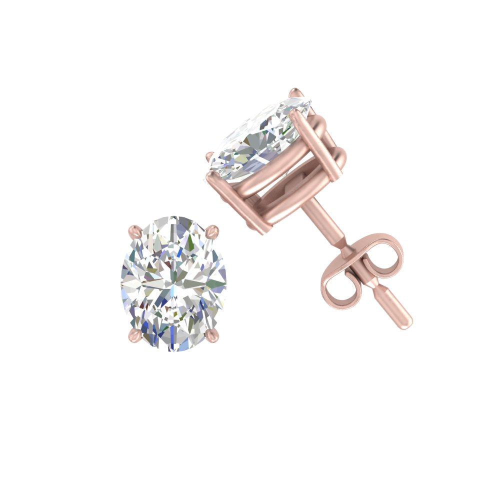 1/2 To 5 Ctw Oval Basket Prong Lab Diamond Stud Earring 14K Gold