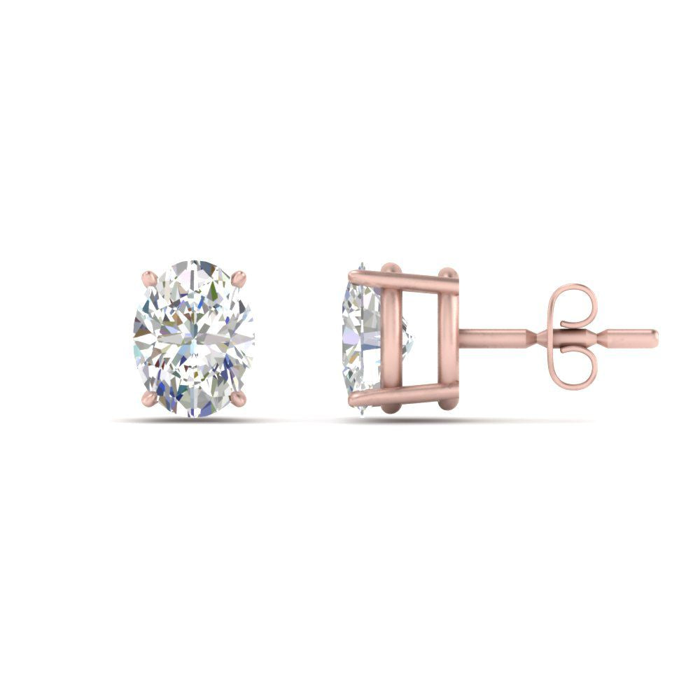 1/2 To 5 Ctw Oval Basket Prong Lab Diamond Stud Earring 14K Gold