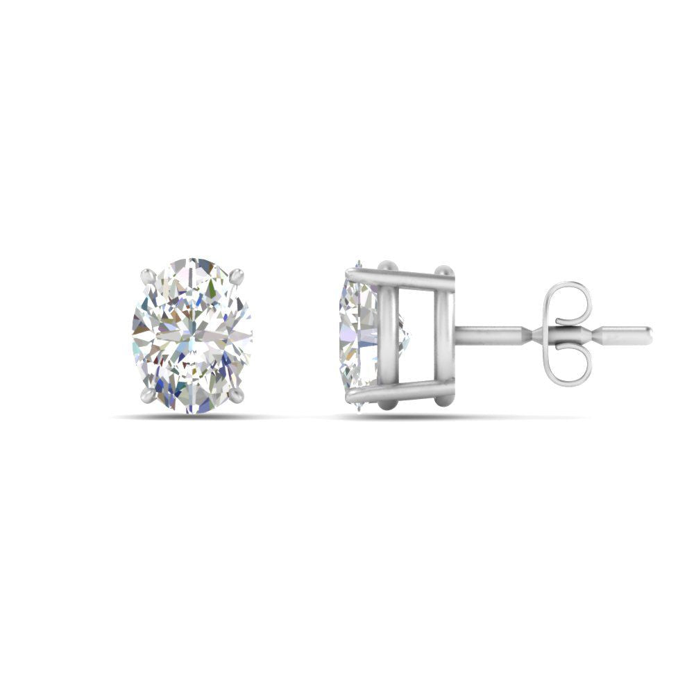 1/2 To 5 Ctw Oval Basket Prong Lab Diamond Stud Earring 14K Gold