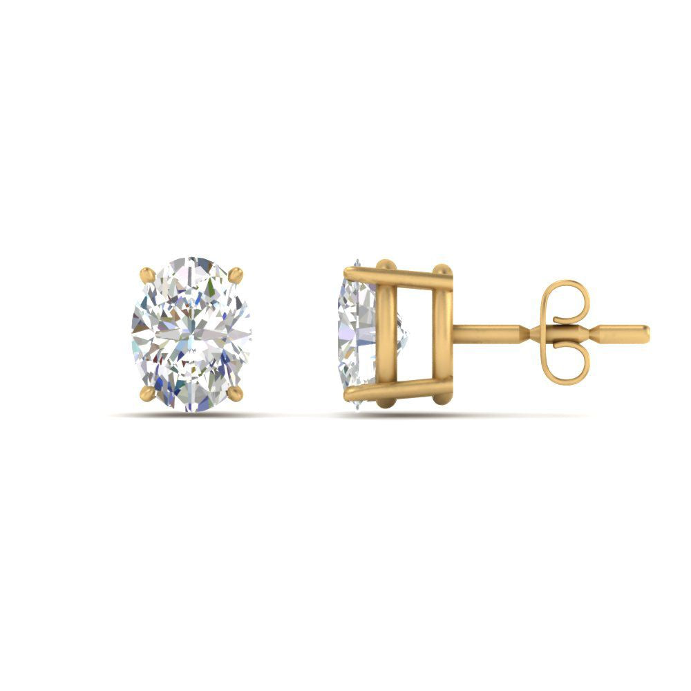 1/2 To 5 Ctw Oval Basket Prong Lab Diamond Stud Earring 14K Gold