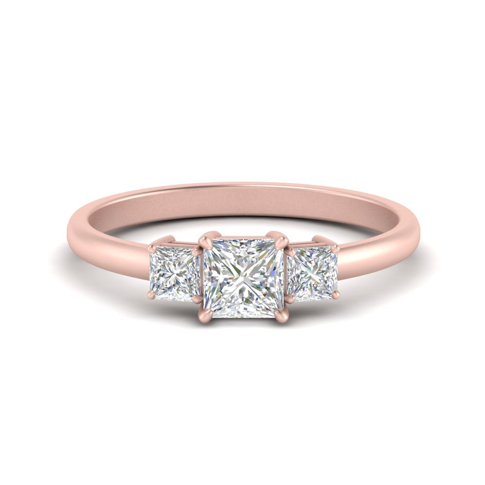 Basket 3 Stone Lab Diamond Ring 14K Gold