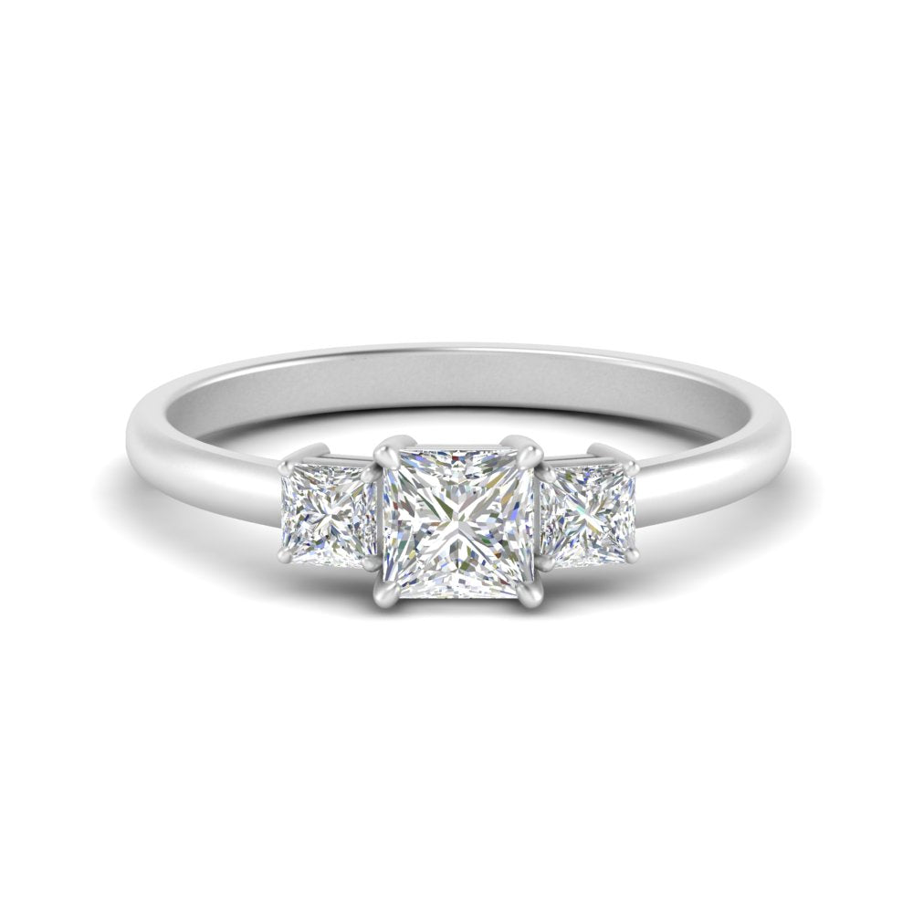 Basket 3 Stone Lab Diamond Ring 14K Gold