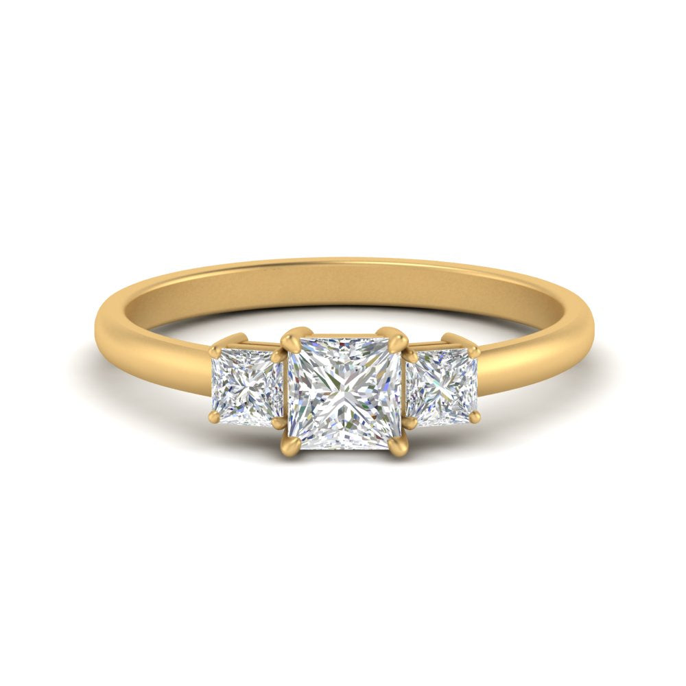 Basket 3 Stone Lab Diamond Ring 14K Gold