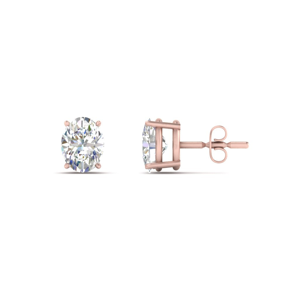 1/2 To 5 Ctw Oval Basket Prong Lab Diamond Stud Earring 14K Gold