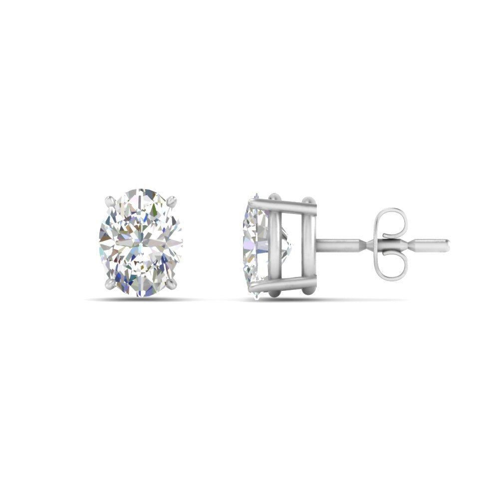 1/2 To 5 Ctw Oval Basket Prong Lab Diamond Stud Earring 14K Gold