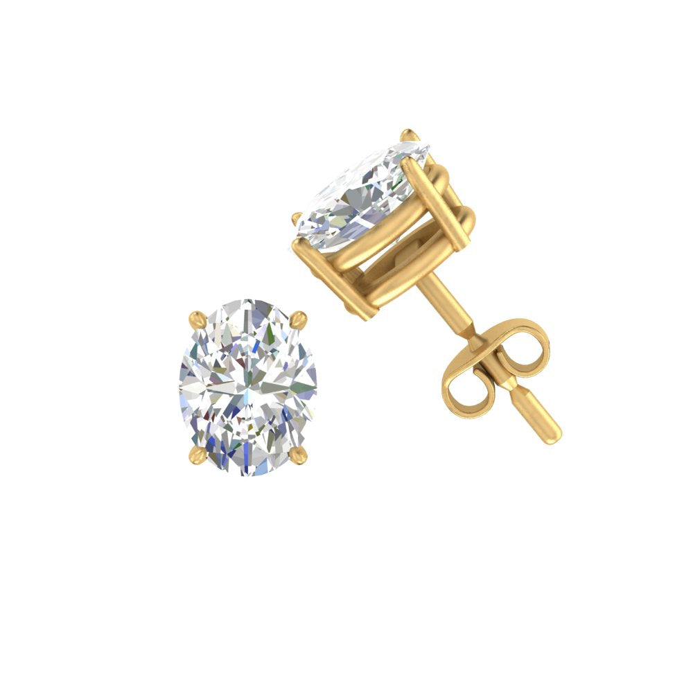 1/2 To 5 Ctw Oval Basket Prong Lab Diamond Stud Earring 14K Gold