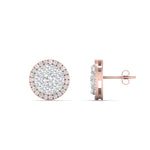 Load image into Gallery viewer, Beautiful Lab Diamond Cluster Circle 2 Tone Stud Earrings For Women In 14K Rose Gold | Cuts &amp; Carat
