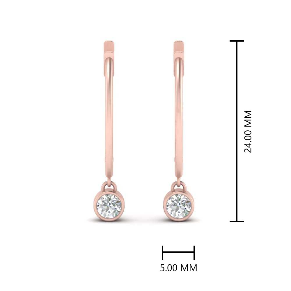 0.20 Carat Lab Diamond Bezel Delicate Round Hoops Earrings For Women 14K Gold