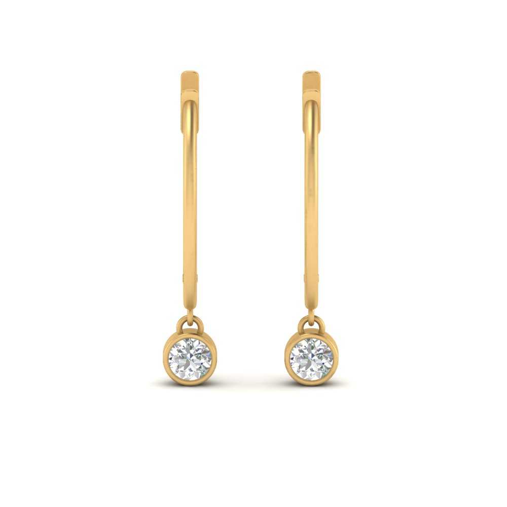 0.20 Carat Lab Diamond Bezel Delicate Round Hoops Earrings For Women 14K Gold