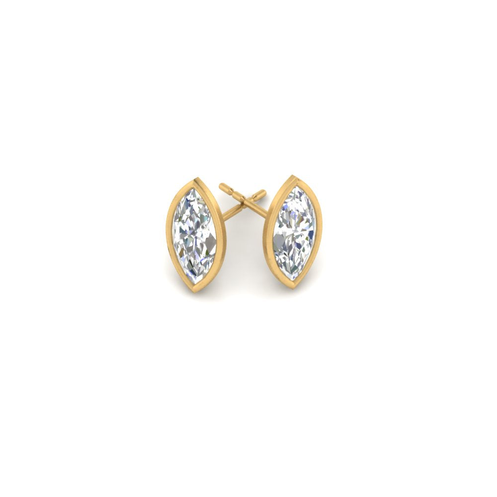 0.50 To 5 Carat Lab Diamond Marquise Stud Bezel Set Earring For Women 14K Gold