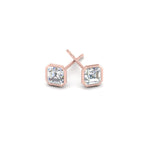 Load image into Gallery viewer, 0.50 To 5 Carat Lab Diamond Asscher Stud Bezel Set Earring For Women 14K Gold
