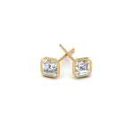 Load image into Gallery viewer, 0.50 To 5 Carat Lab Diamond Asscher Stud Bezel Set Earring For Women 14K Gold
