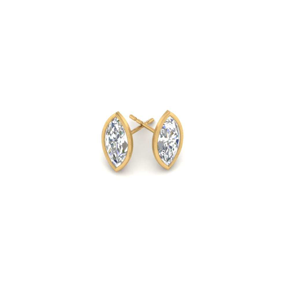 0.50 To 5 Carat Lab Diamond Marquise Stud Bezel Set Earring For Women 14K Gold