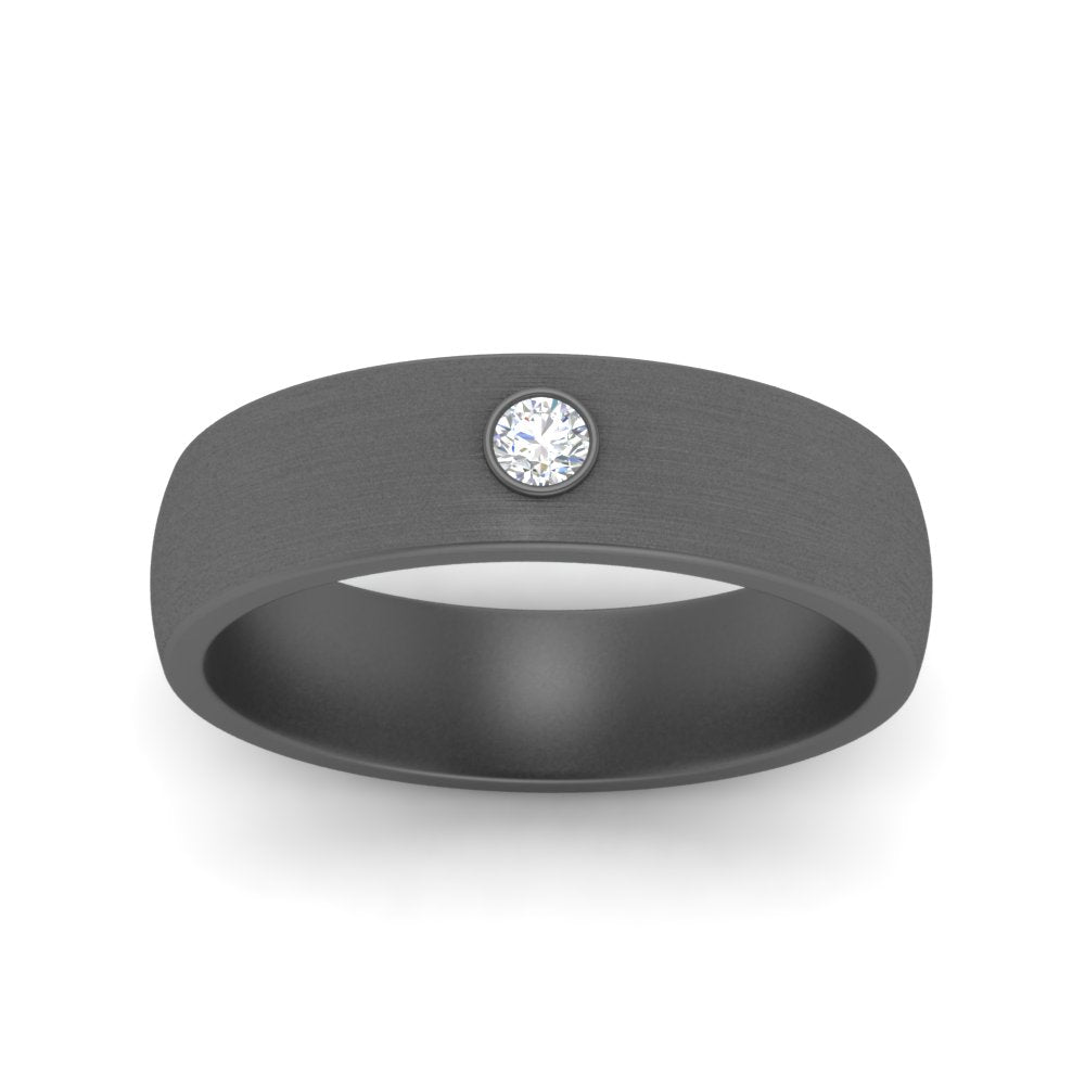 Brushed Single Lab Diamond Mens Wedding Band In 14k Black Gold | Cuts & Carat