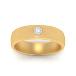 Load image into Gallery viewer, Brushed Single Lab Diamond Mens Wedding Band In 14k Yellow Gold | Cuts &amp; Carat
