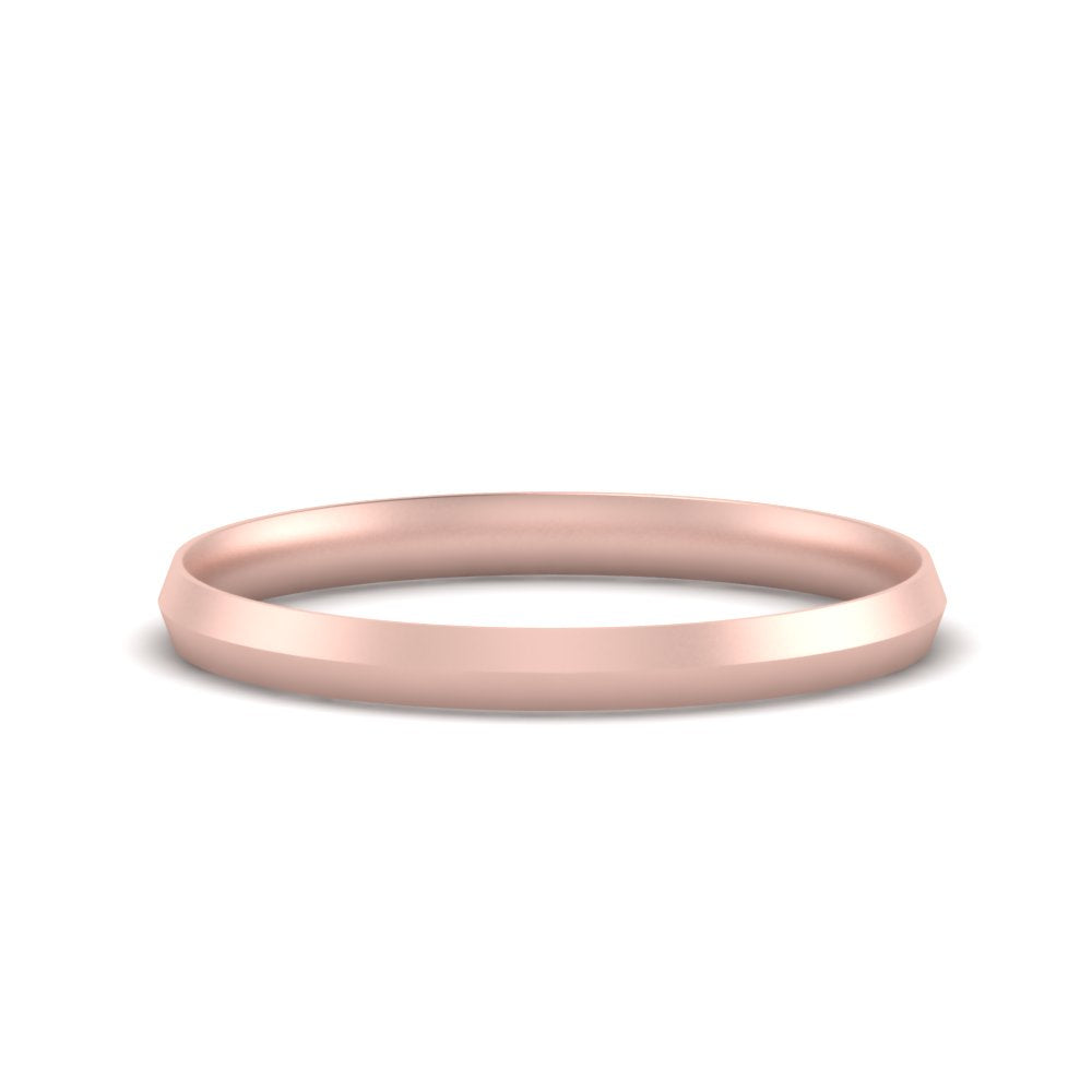 3 MM Comfort Fit Knife Edge Stack Mens Band In 14k Rose Gold | Cuts & Carat