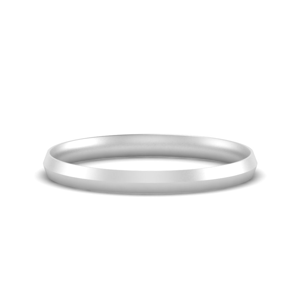 3 MM Comfort Fit Knife Edge Stack Mens Band In 14k White Gold | Cuts & Carat