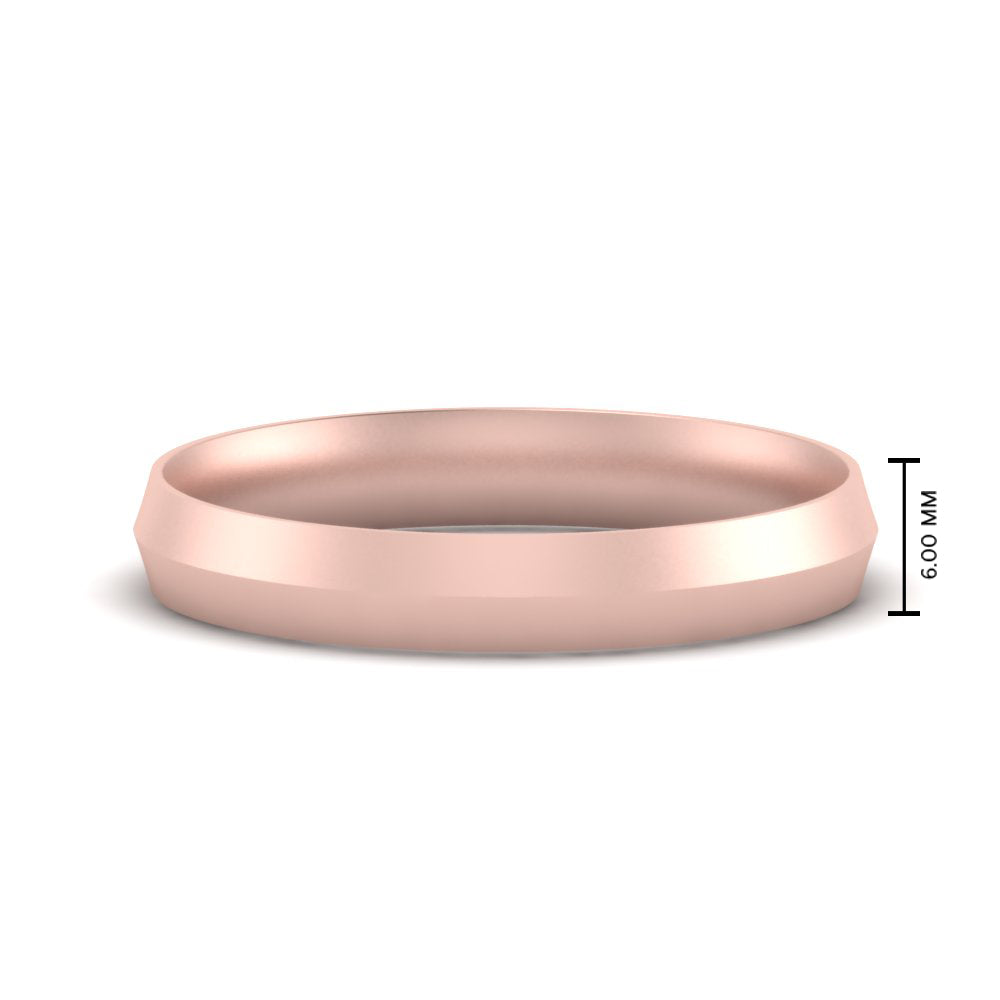 6 MM Comfort Fit Knife Edge Stack Mens Band In 14k Rose Gold | Cuts & Carat