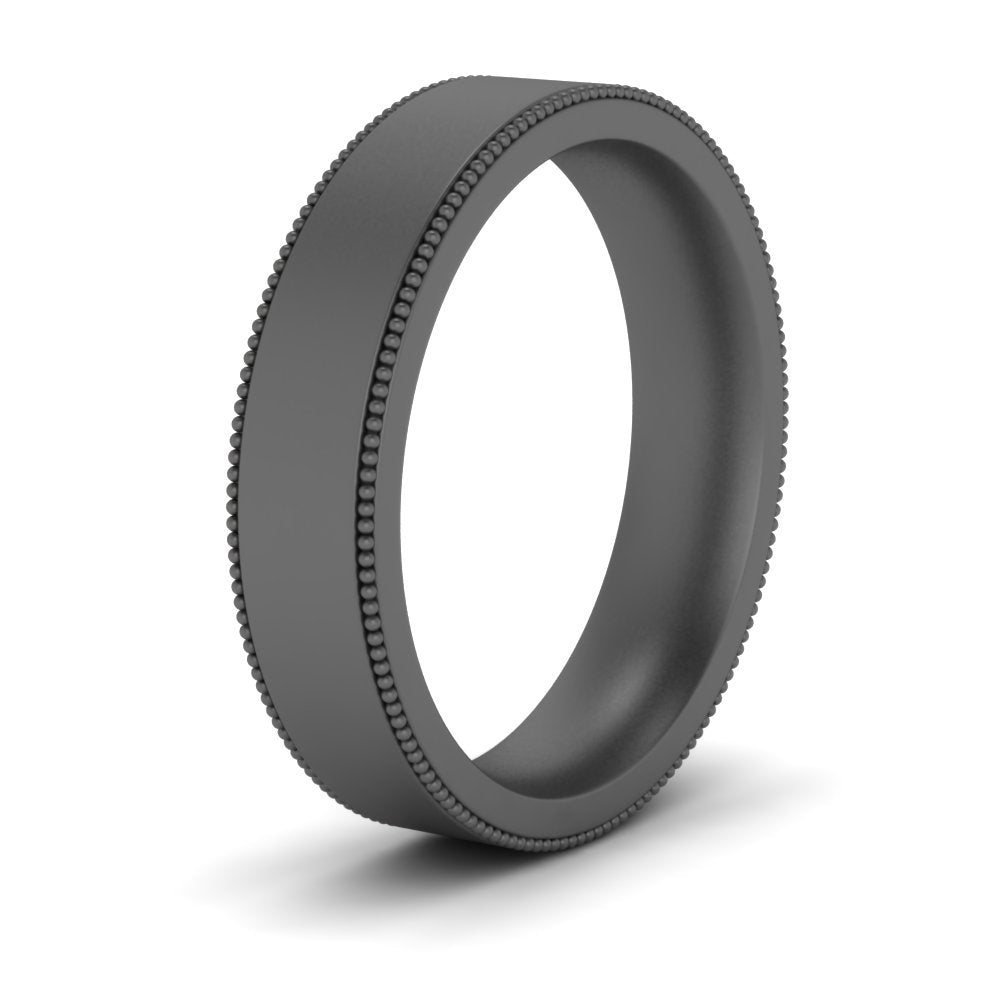 12 MM Flat Stack Stepped Edge Comfort Fit Mens Wedding Band 14K Black Gold | Cuts & Carat