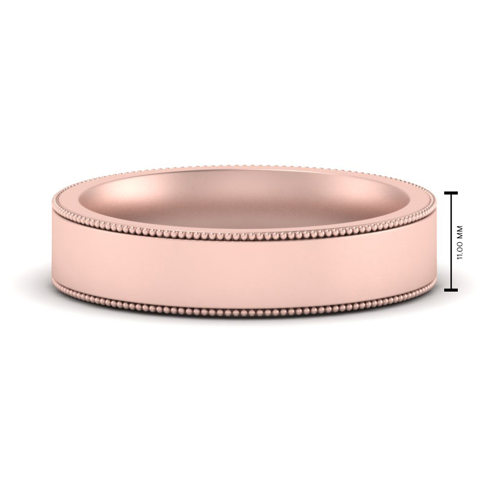 11 MM Flat Stack Stepped Edge Comfort Fit Mens Wedding Band 14K Rose Gold | Cuts & Carat