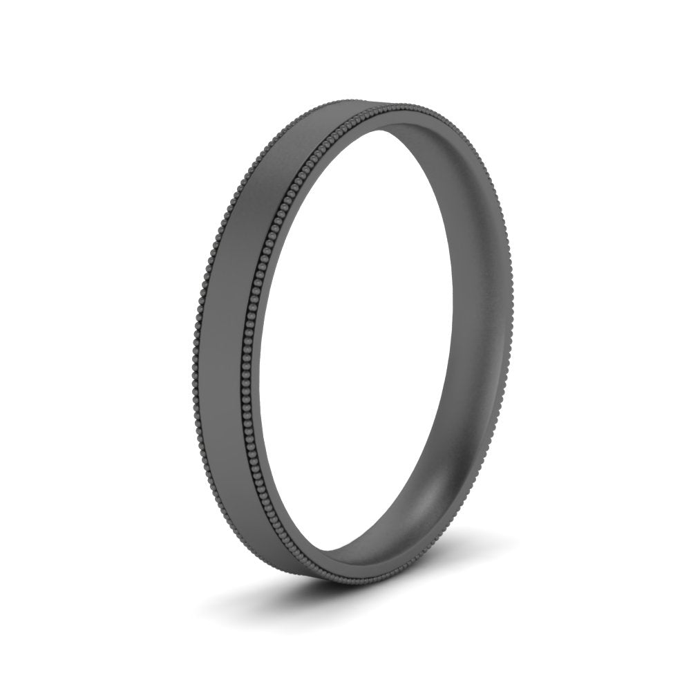 5 MM Flat Stack Stepped Edge Comfort Fit Mens Wedding Band 14K Black Gold | Cuts & Carat