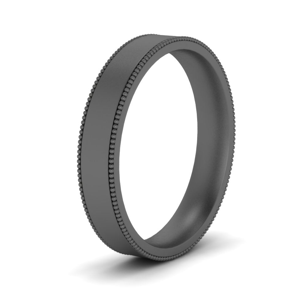 8 MM Flat Stack Stepped Edge Comfort Fit Mens Wedding Band 14K Black Gold | Cuts & Carat