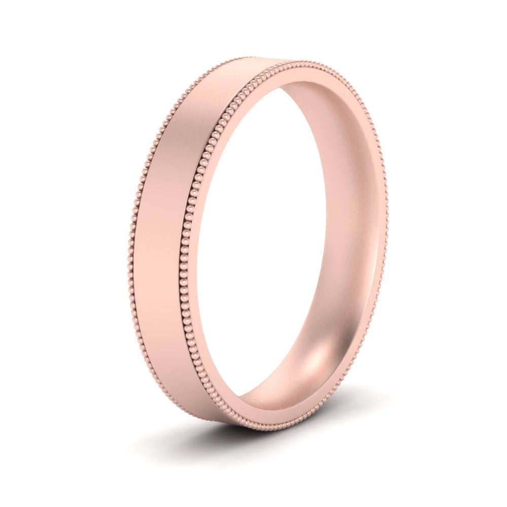 8 MM Flat Stack Stepped Edge Comfort Fit Mens Wedding Band 14K Rose Gold | Cuts & Carat