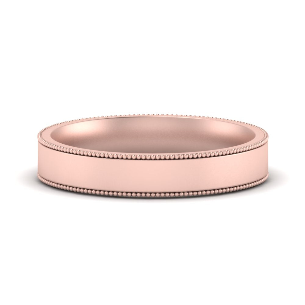 8 MM Flat Stack Stepped Edge Comfort Fit Mens Wedding Band 14K Rose Gold | Cuts & Carat