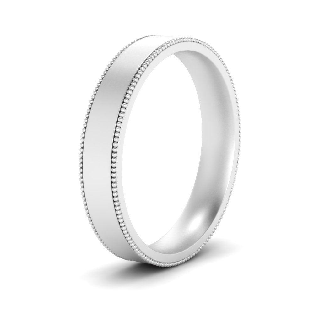 8 MM Flat Stack Stepped Edge Comfort Fit Mens Wedding Band 14K White Gold | Cuts & Carat