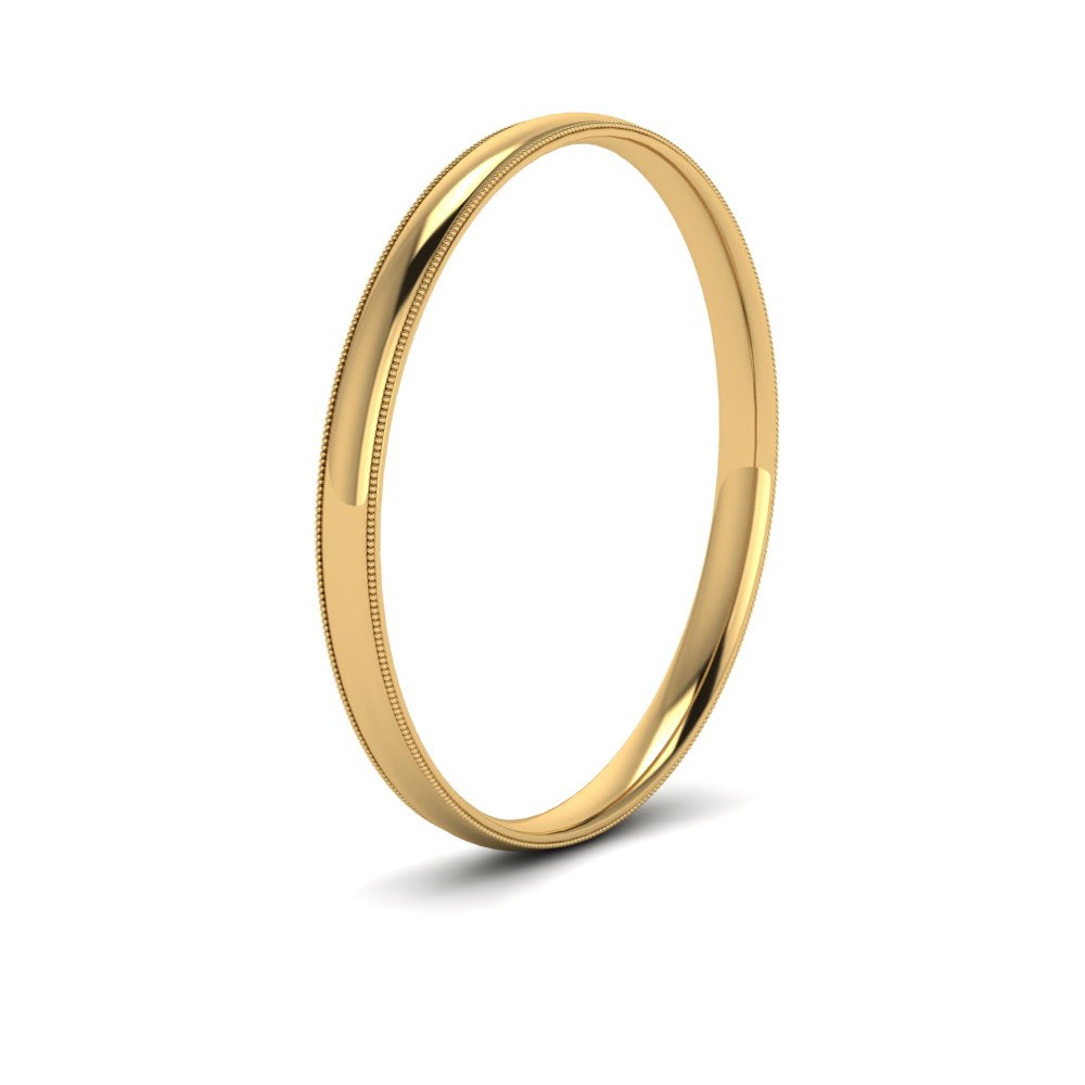 Comfort Fit Milgrain Edge Wedding Band 14K Gold