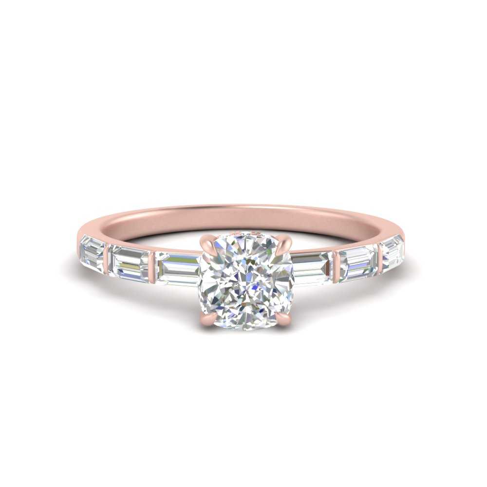 Lab Grown Cushion Cut Diamond Halo Engagement Rings 14K Rose Gold