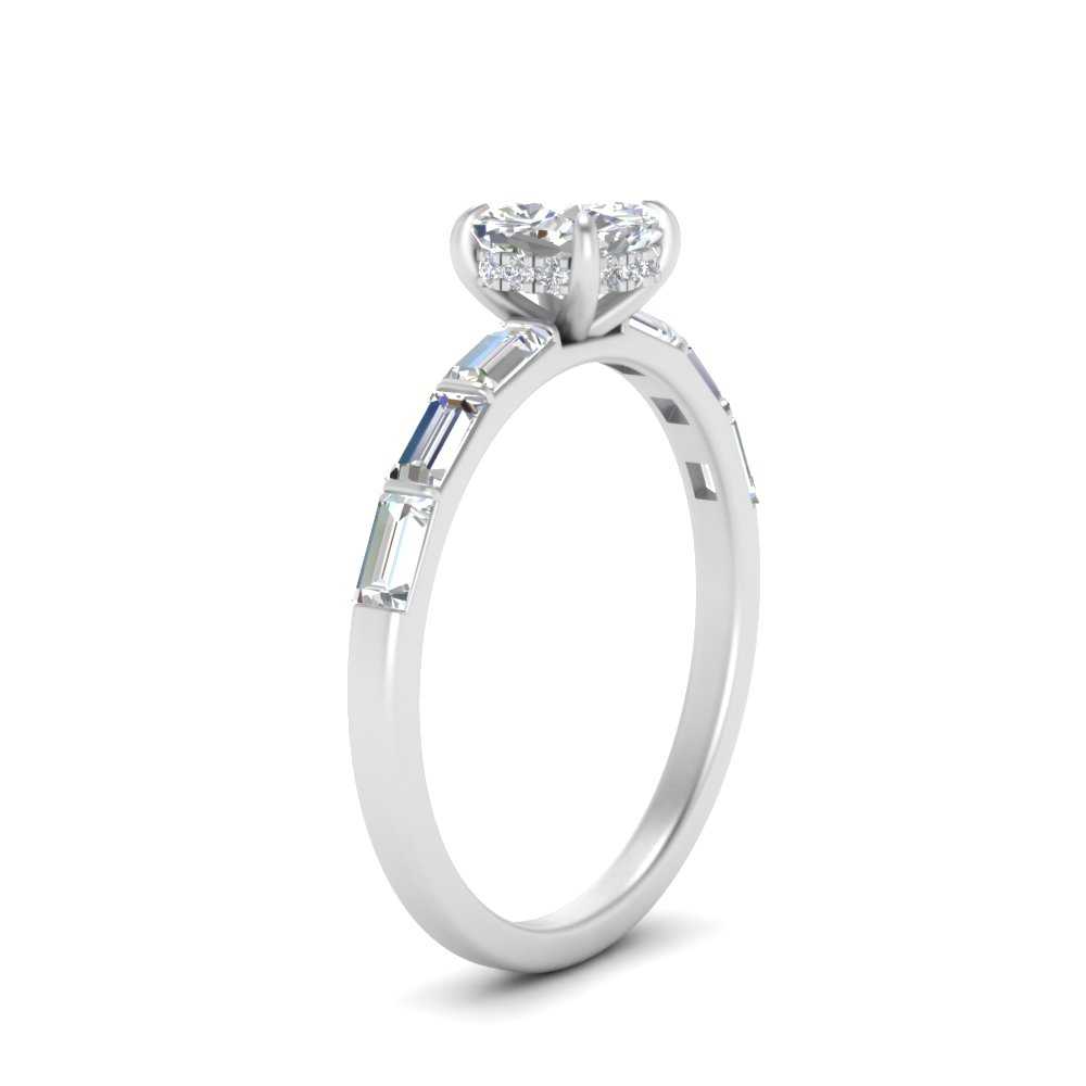 Lab Grown Cushion Cut Diamond Halo Engagement Rings 14K White Gold