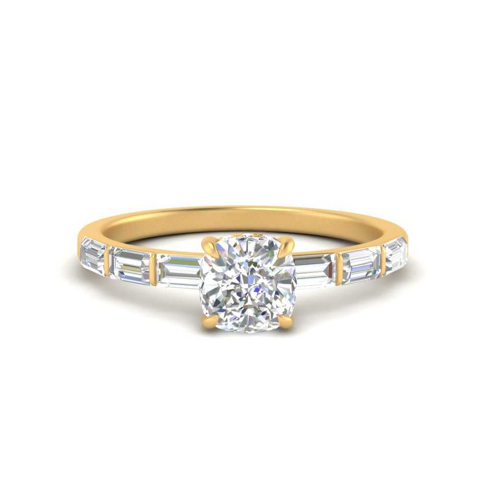 Lab Grown Cushion Cut Diamond Halo Engagement Rings 14K Yellow Gold