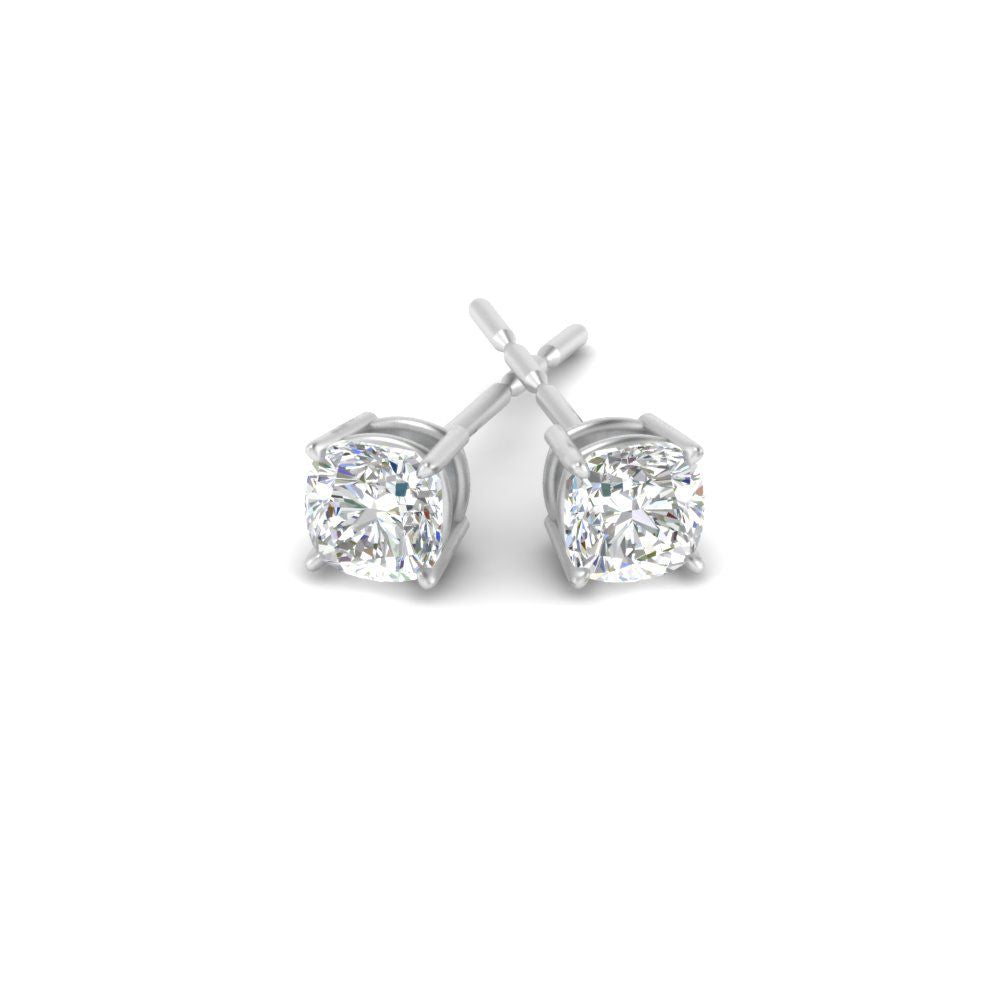 0.50 To 5 Carat Cushion Cut Lab Created Diamond Stud Earring 14K Gold