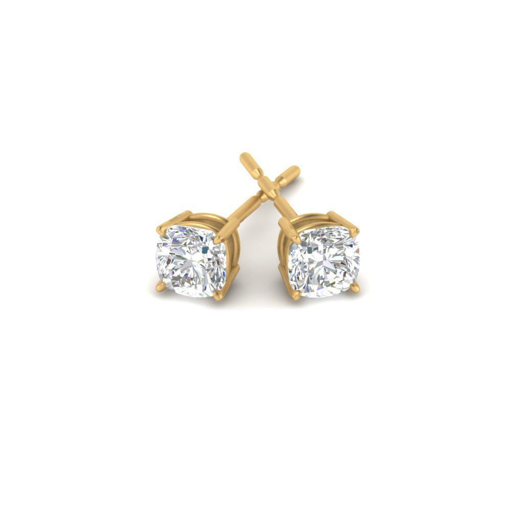 0.50 To 5 Carat Cushion Cut Lab Created Diamond Stud Earring 14K Gold