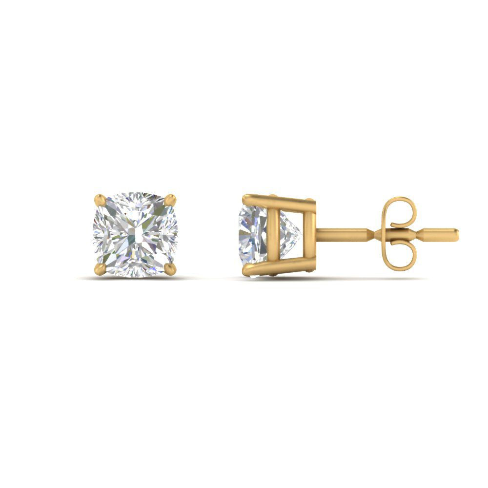 0.50 To 5 Carat Cushion Cut Lab Created Diamond Stud Earring 14K Gold