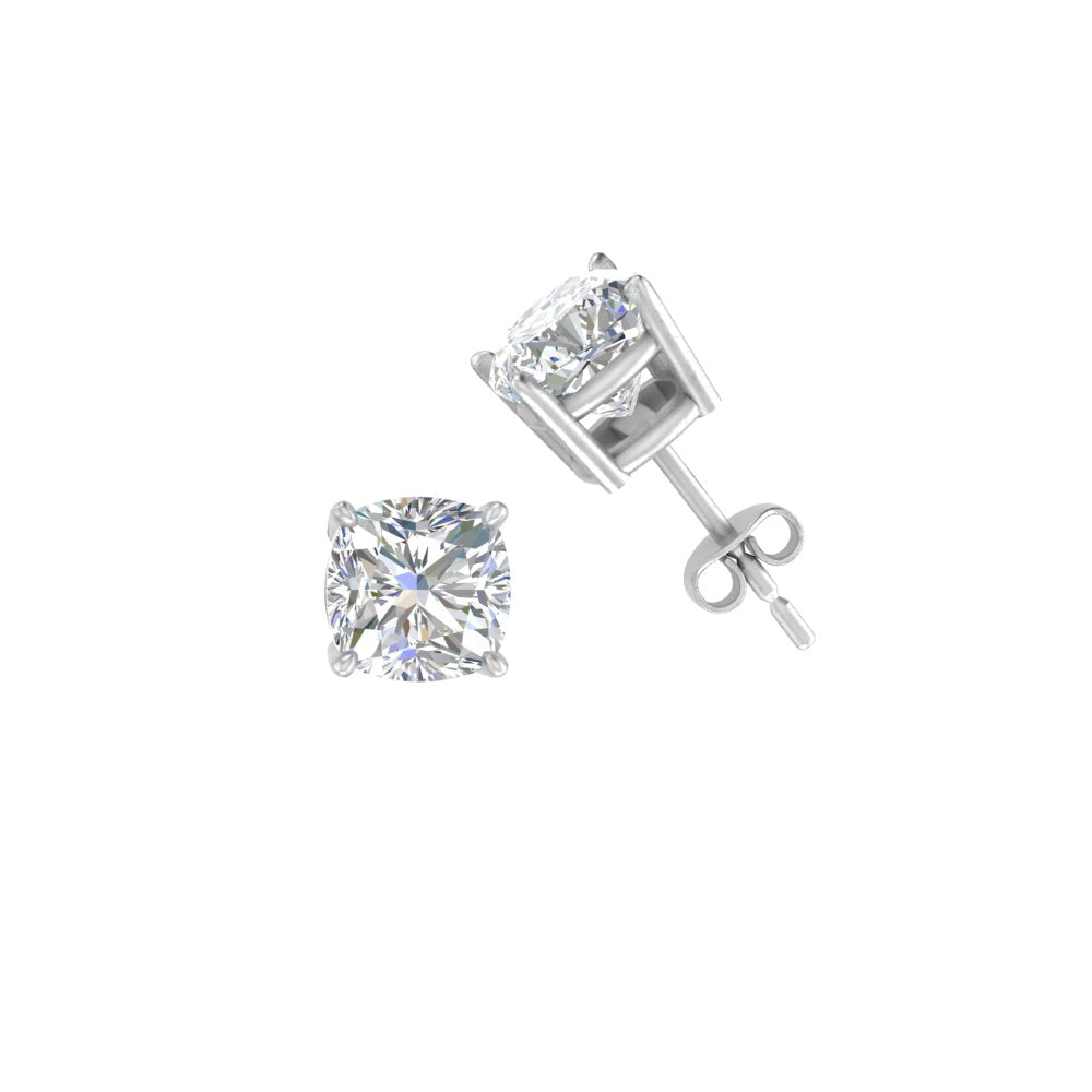 0.50 To 5 Carat Cushion Cut Lab Created Diamond Stud Earring 14K Gold