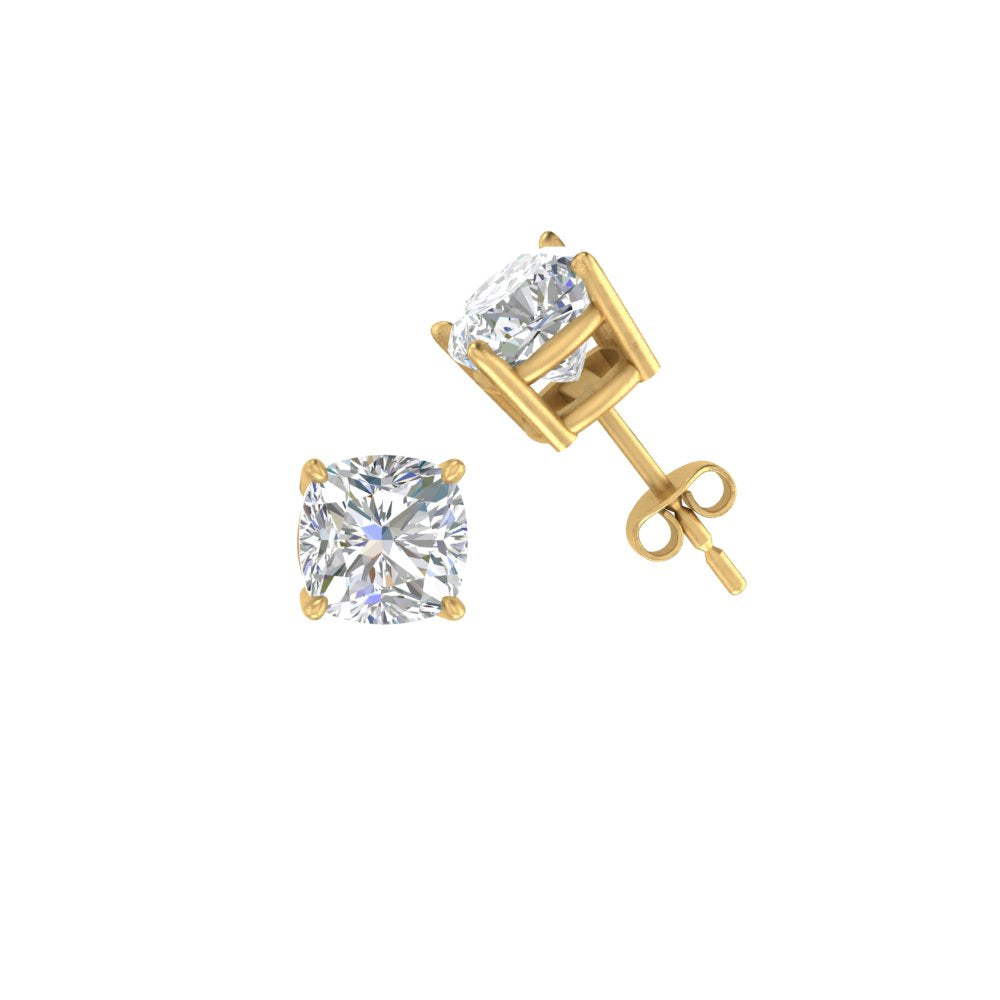 0.50 To 5 Carat Cushion Cut Lab Created Diamond Stud Earring 14K Gold