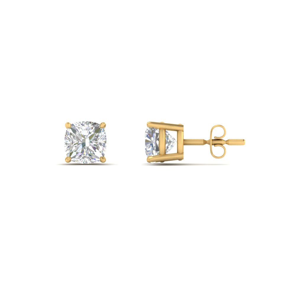 0.50 To 5 Carat Cushion Cut Lab Created Diamond Stud Earring 14K Gold