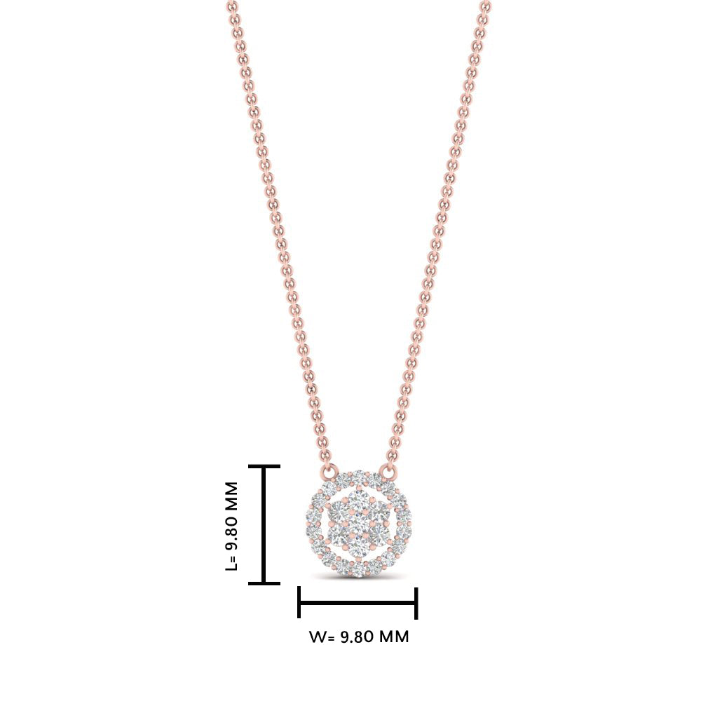 Daisy Pendant Necklace With Lab Grown Halo Diamond 14K Gold