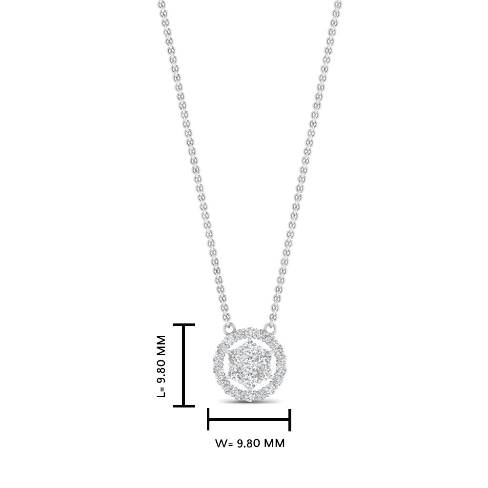 Daisy Pendant Necklace With Lab Grown Halo Diamond 14K Gold